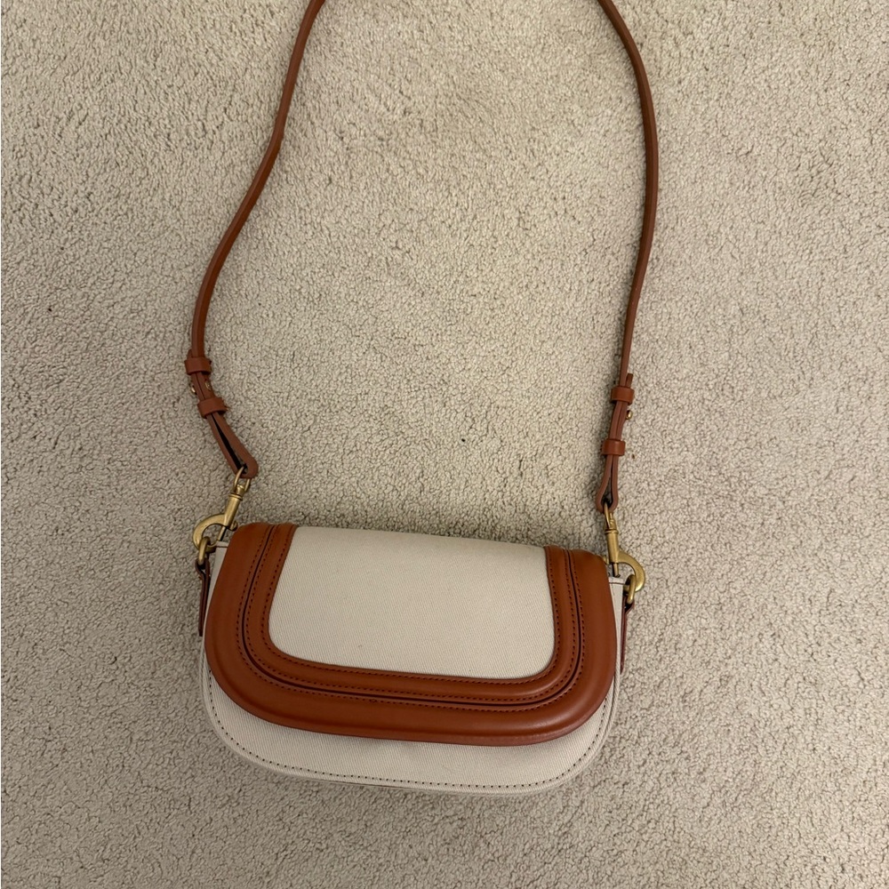 Zara Cream and Tan Crossbody Bag
